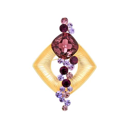 Crystal Brooch Brass with Austrian Crystal plated micro pave cubic zirconia & for woman Sold By PC