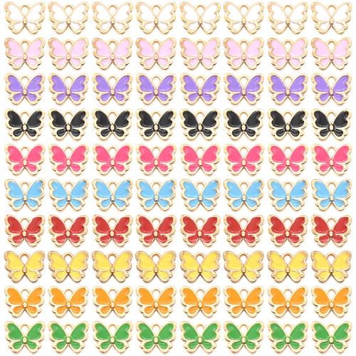 Zinc Alloy Enamel Pendants Butterfly plated DIY Sold By Bag