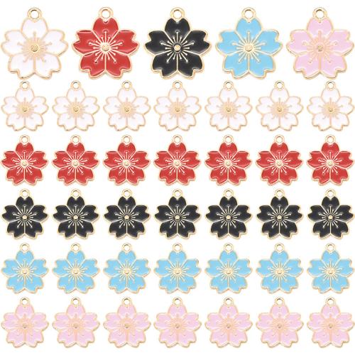 Zinc Alloy Enamel Pendants Daisy plated DIY Sold By Bag