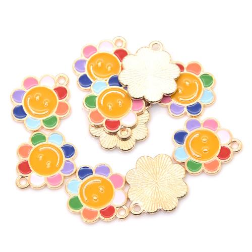 Zinc Alloy Enamel Pendants Flower plated DIY Sold By Bag