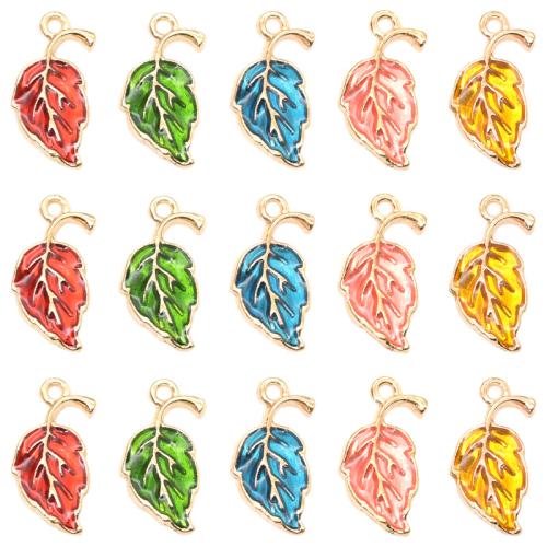 Zinc Alloy émail Pendants, alliage de zinc, feuille, Placage, DIY, plus de couleurs à choisir, 20x9mm, 100PC/sac, Vendu par sac