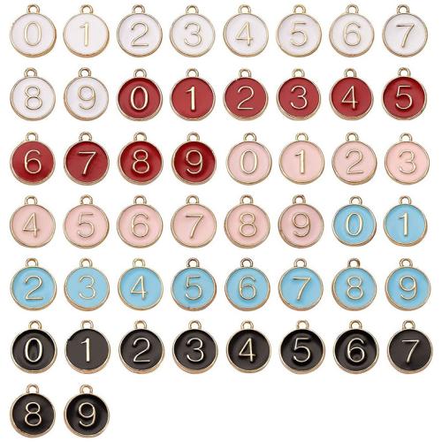 Zinc Alloy émail Pendants, alliage de zinc, numéro, Placage, DIY, plus de couleurs à choisir, 14x12mm, 10PC/sac, Vendu par sac