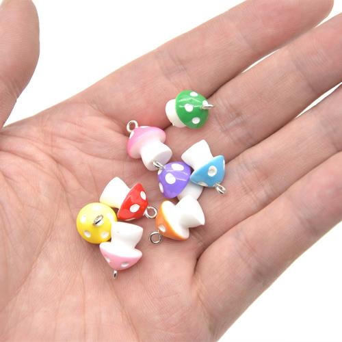 Plastic Pendants with Resin mushroom plated DIY Sold By Bag