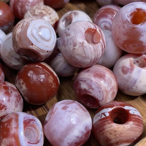 Red Agate stort hål pärla, Rund, Smörja, DIY, 19mm, Säljs av PC