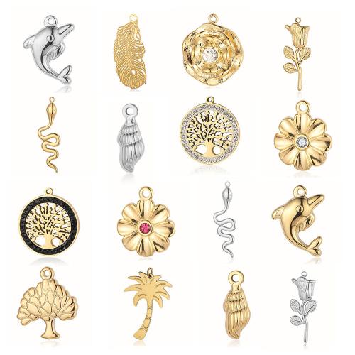 Stainless Steel Pendants 304 Stainless Steel Vacuum Ion Plating & DIY & with rhinestone Sold By Bag