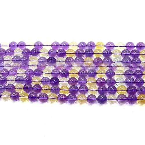 Natural Quartz Jewelry Beads Ametrine Round DIY mixed colors Sold Per Approx 38 cm Strand