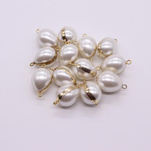 Brass Jewelry Connector Plastic Pearl with Brass Teardrop gold color plated DIY & 1/1 loop x26mm Sold By PC