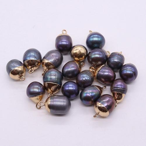 Freshwater Pearl Pendants with Brass Potato gold color plated DIY x17mm Sold By PC