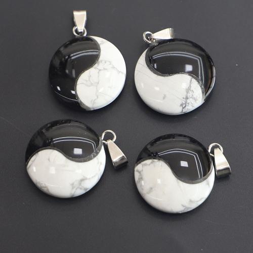 Black Agate Pendants with Howlite Round DIY Sold By PC