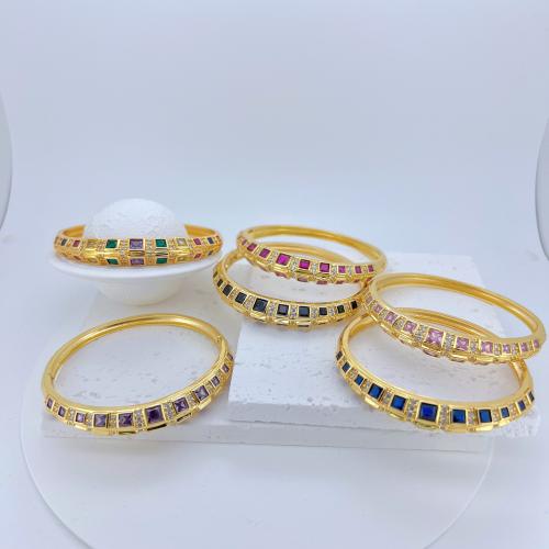 Pulseras de latón, metal, chapado en color dorado, micro arcilla de zirconia cúbica & para mujer, más colores para la opción, libre de níquel, plomo & cadmio, Vendido por UD