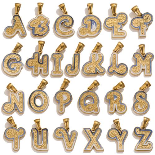 Stainless Steel Letter Pendants 304 Stainless Steel Alphabet Letter plated DIY & enamel golden Sold By Bag