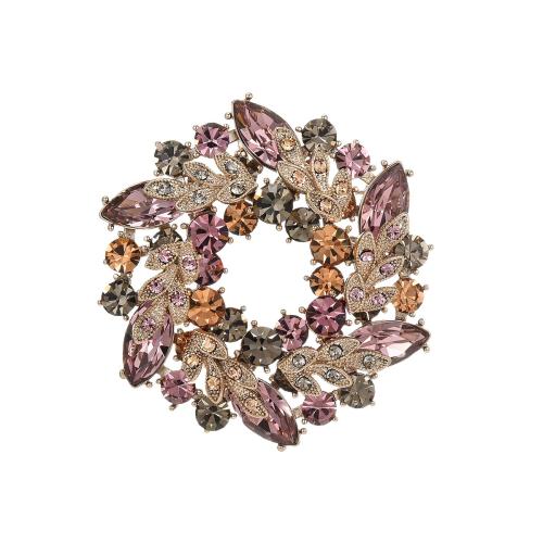 Cubic Zirconia Spilla, ottone, placcato, Micro spianare cubic zirconia & per la donna, dorato, 50x50mm, Venduto da PC