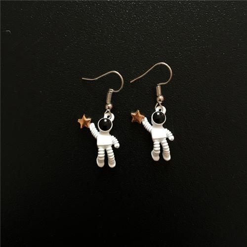 Boucles d'oreilles en alliage de zinc, vernis au four, styles différents pour le choix & pour femme, blanc, Vendu par paire