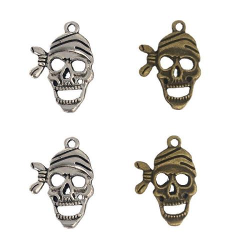 Sinc Alloy Skull Pendants, Blaosc, plátáilte, DIY, dathanna níos mó le haghaidh rogha, 19x28mm, 100ríomhairí pearsanta/Mála, Díolta De réir Mála