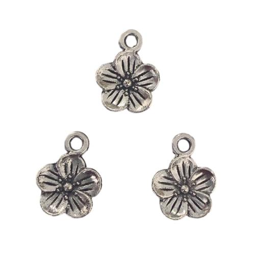 Sinc Alloy Flower Pendants, plátáilte, DIY, 11x15mm, 100ríomhairí pearsanta/Mála, Díolta De réir Mála