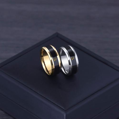 Titanium Staal Finger Ring, plated, verschillende grootte voor keus & voor de mens & mood emaille, meer kleuren voor de keuze, Maat:7-11, Verkocht door PC