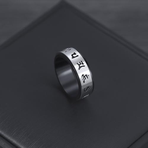 Titanium Steel Finger Ring, galvanizált, forgatható & különböző méretű a választás & az ember, Méret:7-11, Által értékesített PC