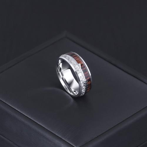 Titanium Steel Finger Ring with Wood polished & for man US Ring Sold By PC