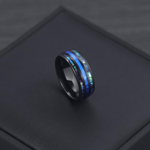 Titanium Čelik Finger Ring, s Školjka, pozlaćen, različite veličine za izbor & za čovjeka, Veličina:7-12, Prodano By PC