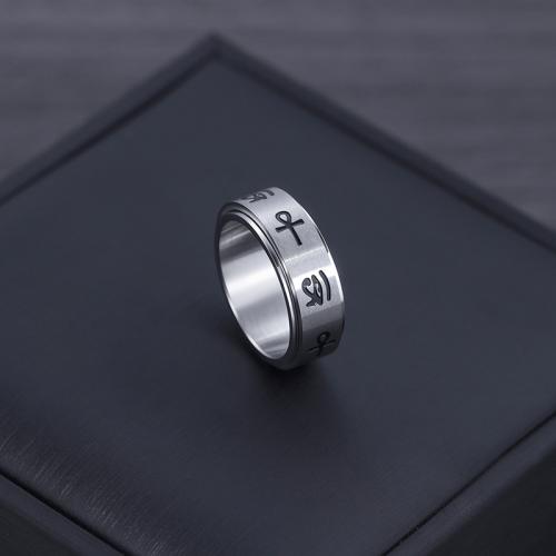 Titanium Steel Finger Ring polished rotatable & for man original color US Ring Sold By PC