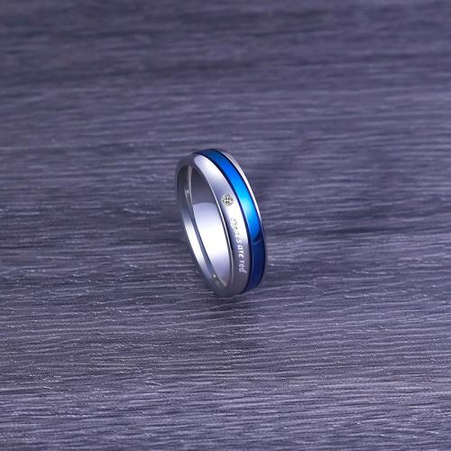 Titanium Steel Finger Ring, galvanizált, különböző méretű a választás & az ember & strasszos, Méret:7-10, Által értékesített PC