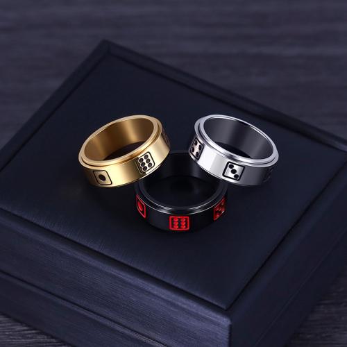 Titanium Steel Finger Ring plated rotatable & for man & enamel US Ring Sold By PC