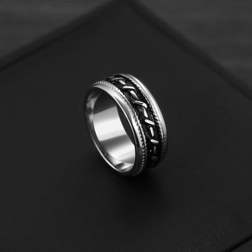 Titanium Staal Finger Ring, gepolijst, verschillende grootte voor keus & voor de mens & glazuur, oorspronkelijke kleur, Maat:7-11, Verkocht door PC