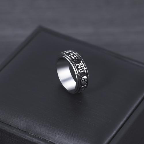 Titanium Steel Finger Ring, forgatható & különböző méretű a választás & az ember & zománc, az eredeti szín, Méret:7-11, Által értékesített PC