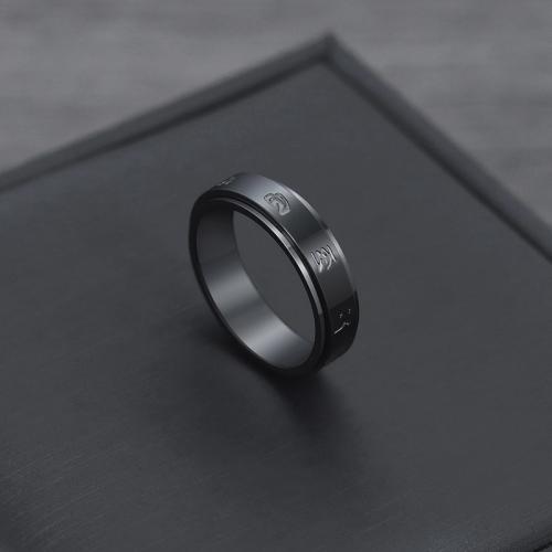 Titanium Steel Finger Ring, galvanizált, forgatható & különböző méretű a választás & az ember, fekete, Méret:7-11, Által értékesített PC