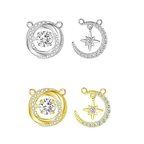 Cubic Zirconia Micro Pave Brass Pendant plated & DIY & micro pave cubic zirconia & double-hole nickel lead & cadmium free Sold By Bag