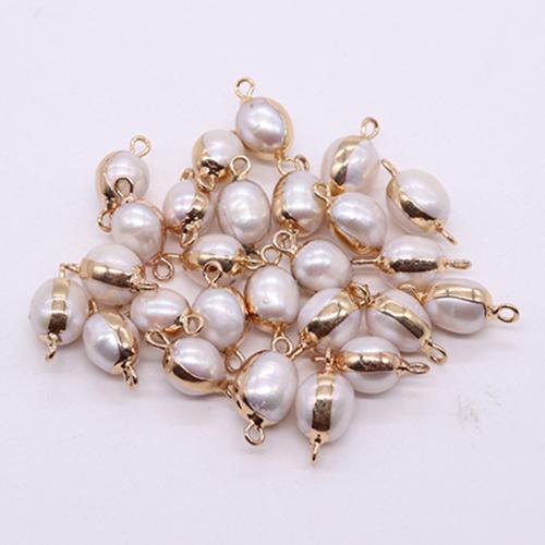 Freshwater Pearl Connector with Brass gold color plated DIY & 1/1 loop white x19mm Sold By PC