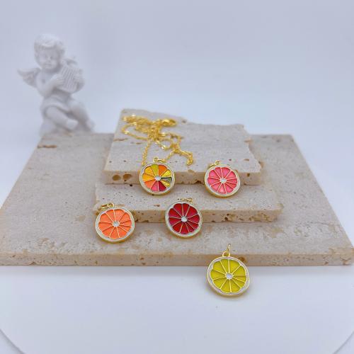 Brass Jewelry Pendants Fruit gold color plated DIY & enamel nickel lead & cadmium free Sold By PC