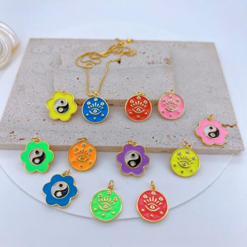 Brass Jewelry Pendants Round stoving varnish DIY & enamel nickel lead & cadmium free Sold By PC