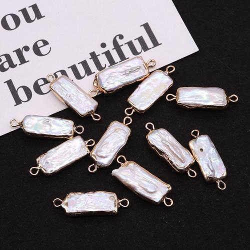 Freshwater Pearl Connector Rectangle gold color plated DIY & 1/1 loop Sold By PC