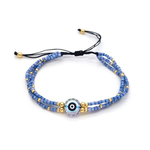 Glass Beads Bracelet Seedbead with Crystal & Brass handmade three layers & for woman & enamel Sold By PC