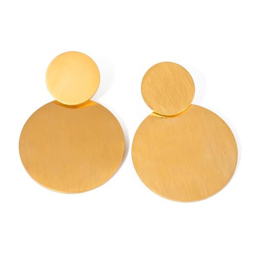 Stainless Steel Stud Earrings 304 Stainless Steel Round plated fashion jewelry & for woman golden Sold By Pair