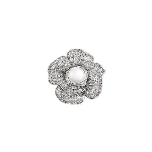 Cubic Zirconia Spilla, ottone, placcato, Micro spianare cubic zirconia & per la donna, argento, 23x23mm, Venduto da PC