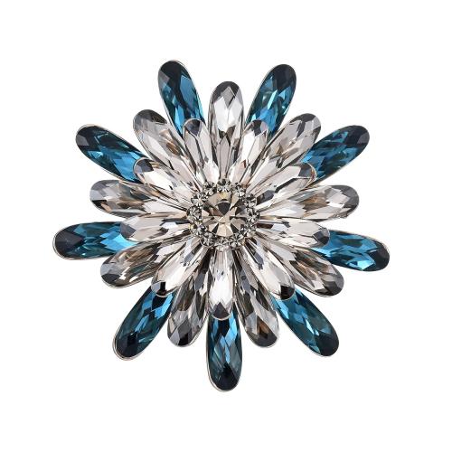 Crystal Brooch Brass with Austrian Crystal plated micro pave cubic zirconia & for woman silver color Sold By PC