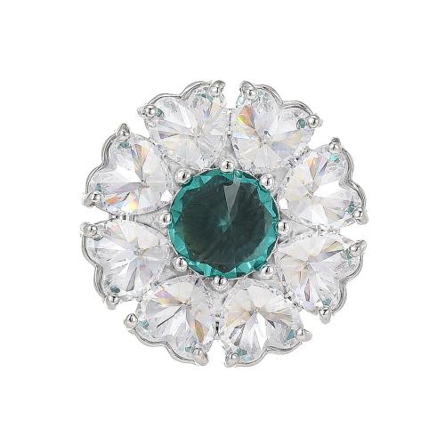 Cubic Zirconia Spilla, ottone, placcato, Micro spianare cubic zirconia & per la donna, argento, 37x38mm, Venduto da PC