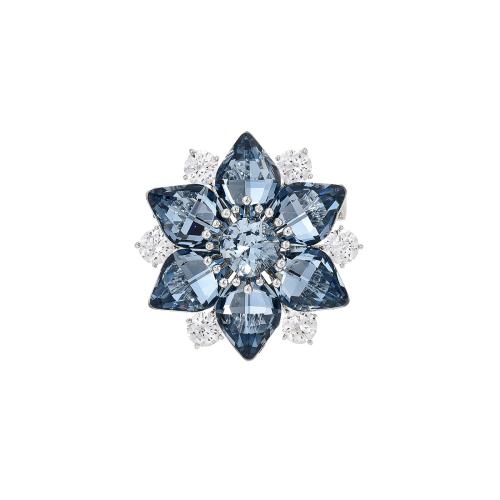 Crystal broche, Messing, met Oostenrijks kristal, plated, micro pave zirconia & voor vrouw, zilver, 32x32mm, Verkocht door PC