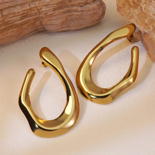 Stainless Steel Stud Earrings, 304 Stainless Steel, plated, fashion jewelry & for woman, golden, Sold By Pair