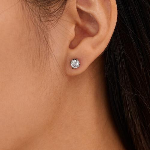 Stainless Steel Stud Earrings 304 Stainless Steel with Cubic Zirconia Vacuum Ion Plating & for woman Sold By Pair