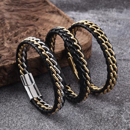 PU Leather Bangle Vacuum Ion Plating for man Sold By PC