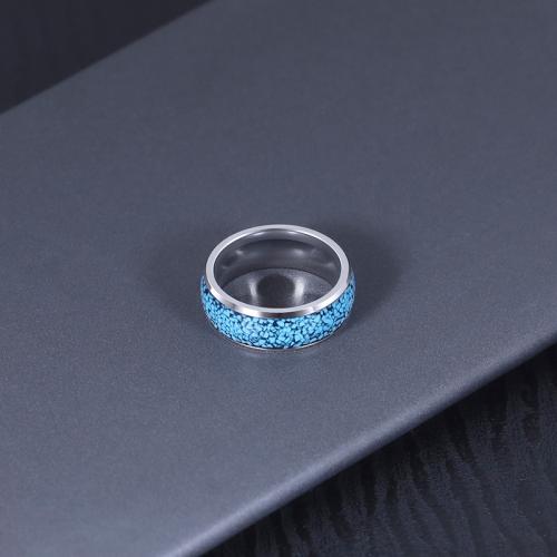 Titanium Steel Finger Ring with Natural Gravel polished & for man US Ring Sold By PC