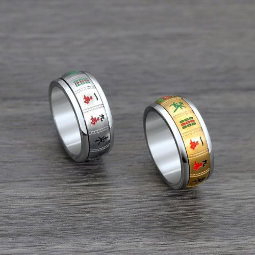 Acier titane bague, Placage, rotatif & normes différentes pour le choix & pour homme, plus de couleurs à choisir, Taille:7-11, Vendu par PC