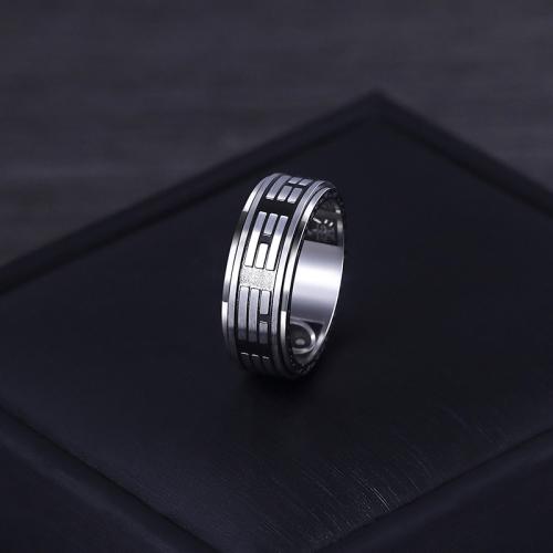 Titanium Staal Finger Ring, gepolijst, draaibare & verschillende grootte voor keus & voor de mens, oorspronkelijke kleur, Maat:7-11, Verkocht door PC