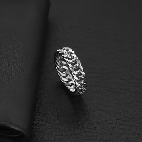 Titanium Steel Finger Ring, csiszolt, különböző méretű a választás & az ember & üreges, az eredeti szín, Méret:7-11, Által értékesített PC