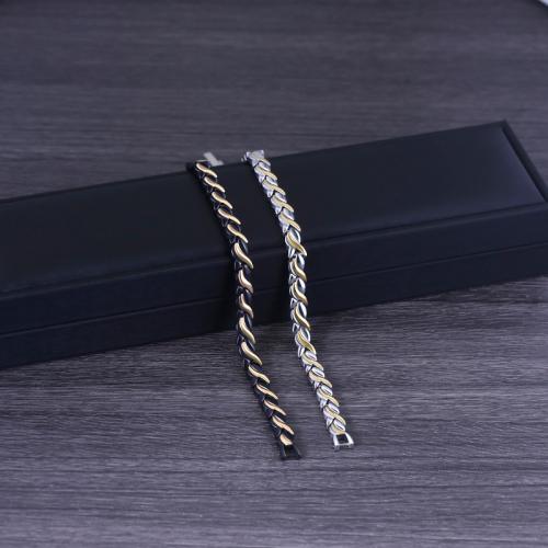 Titanium Steel Bracelet with Black Magnetic Stone plated fashion jewelry & for man Length Approx 8.3 Inch Sold By PC