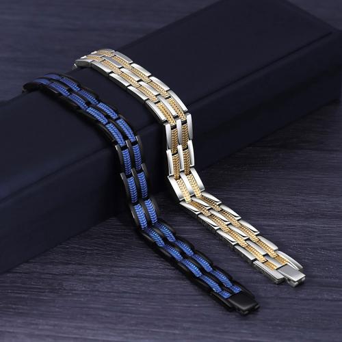 Acier titane bracelet, avec Pierre de Noir-Magnetic, Placage, bijoux de mode & pour homme, plus de couleurs à choisir, Longueur Environ 8.3 pouce, Vendu par PC