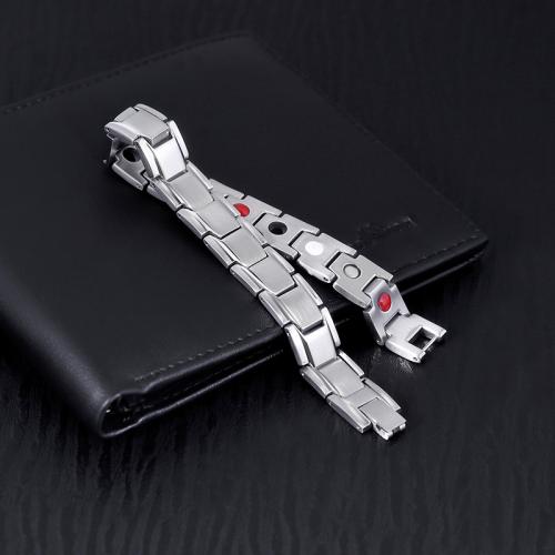 Titanium Steel Bracelet with Black Magnetic Stone plated fashion jewelry & for man Length Approx 8.7 Inch Sold By PC